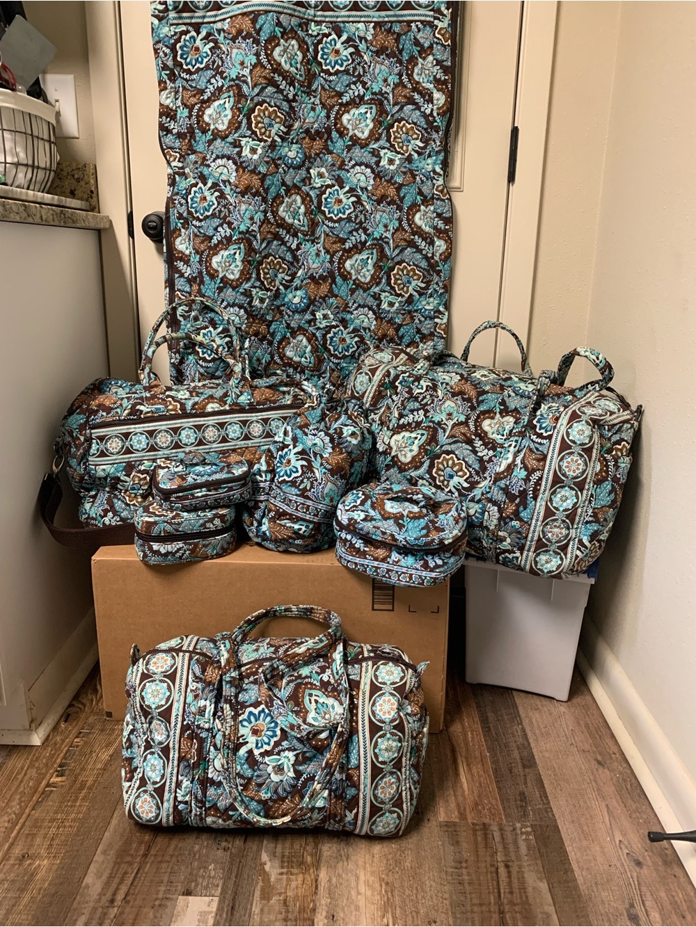 Retired Vera Bradley Java Blue Travel Bag Set